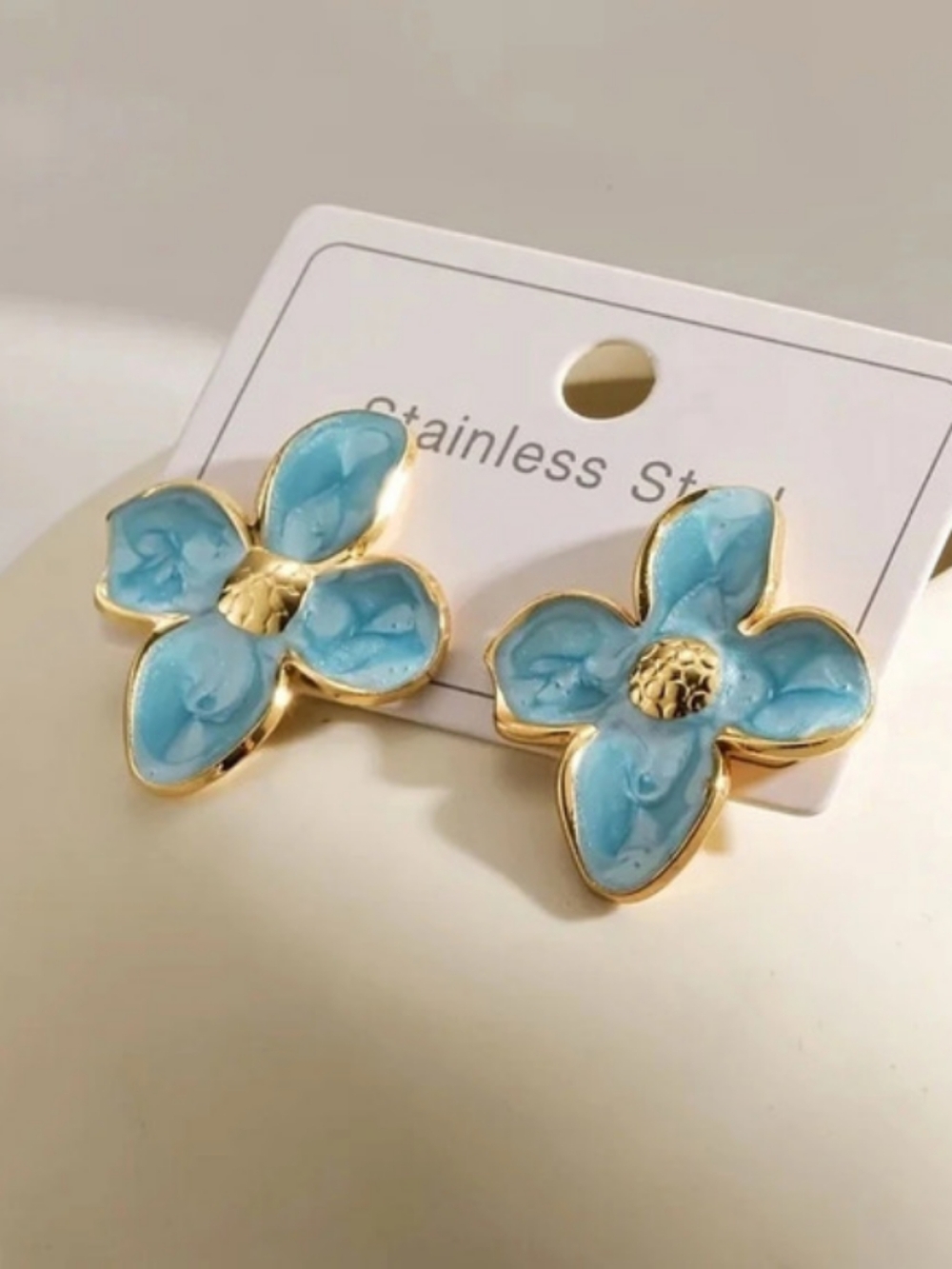 Blue & Gold Floral Earrings